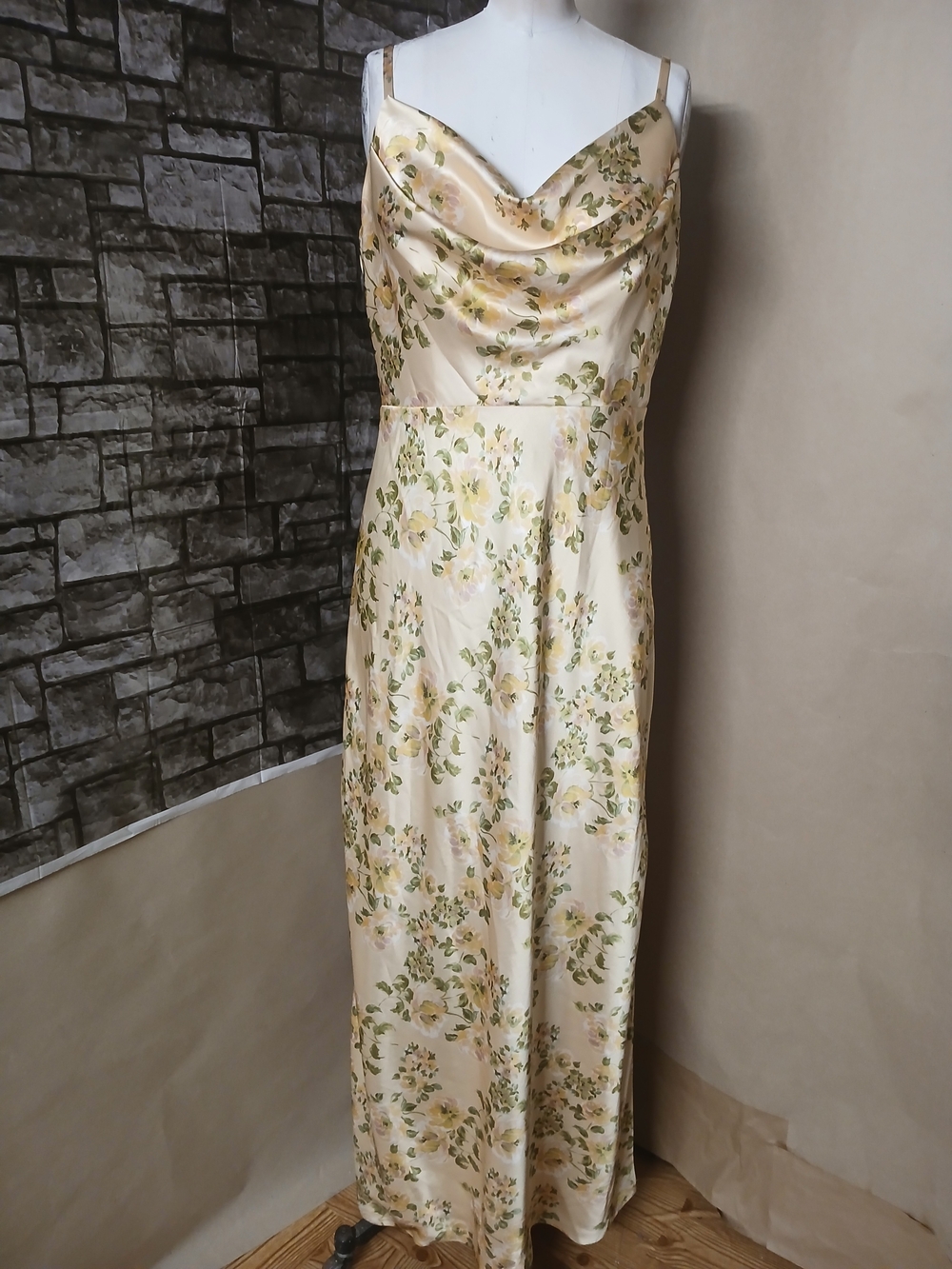 Revelry Cream Floral Cowl-Neck Formal Maxi Women's Dress